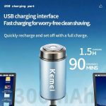 ماشین اصلاح موی صورت کیمی مدل KM-T390 ضد آب با برش چرخشی - تصویر 2