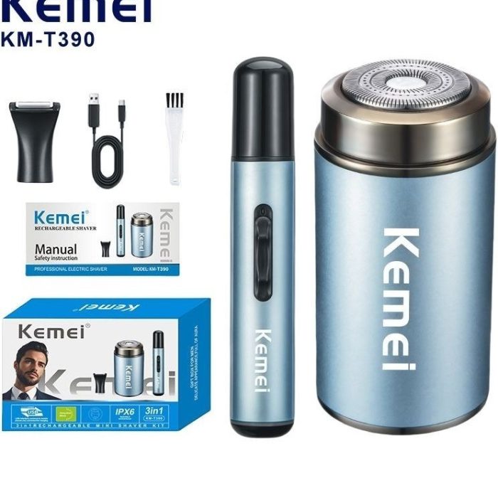 CwTpyl_n1zopDMzA ماشین اصلاح موی صورت کیمی مدل KM-T390 ضد آب با برش چرخشی - تصویر 1